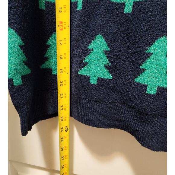 HOLIDAY TIME Womens L 12-14 Blue Green Trees Sequins Ugly Christmas Sweater - Picture 8 of 9